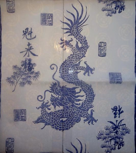 ASI-203 Asia - 1-ply (white/blue/Banana Fibre) - Ihr - Table Runner 33x600cm